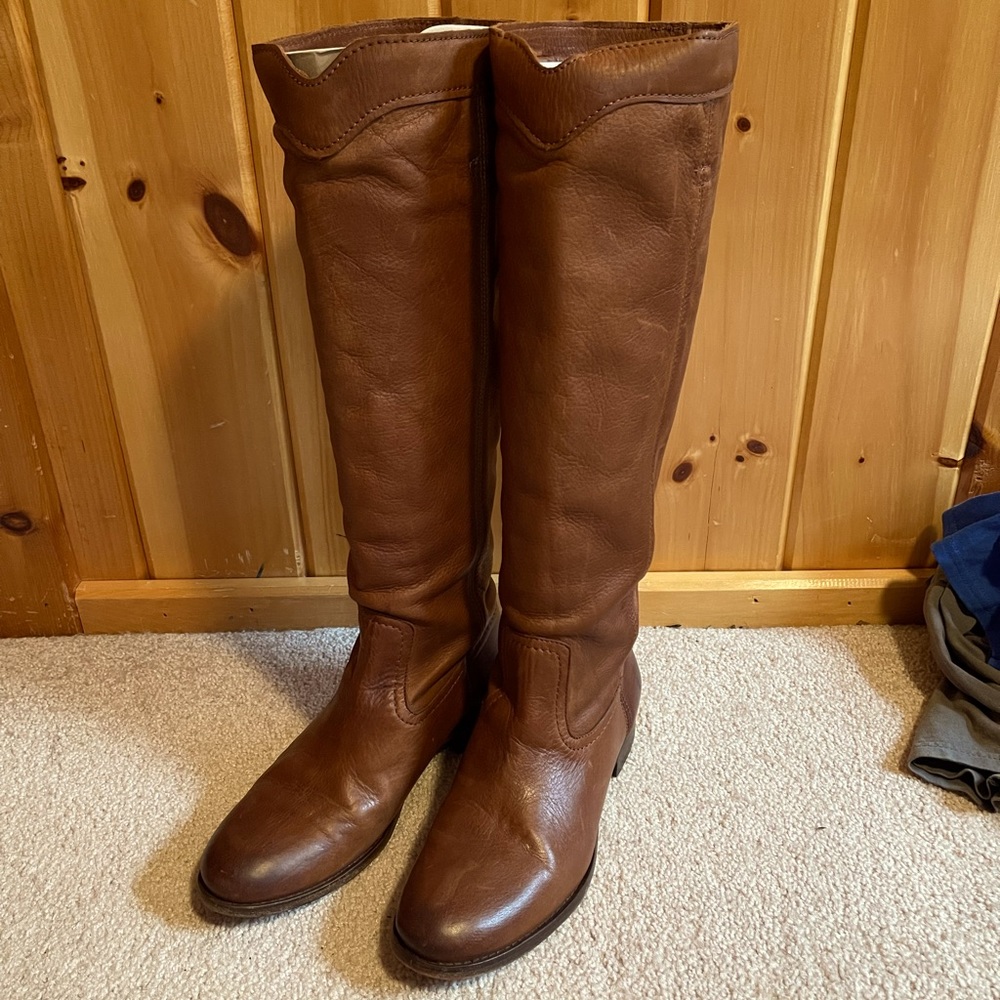 Frye Cara Roper tall leather boots - saddle